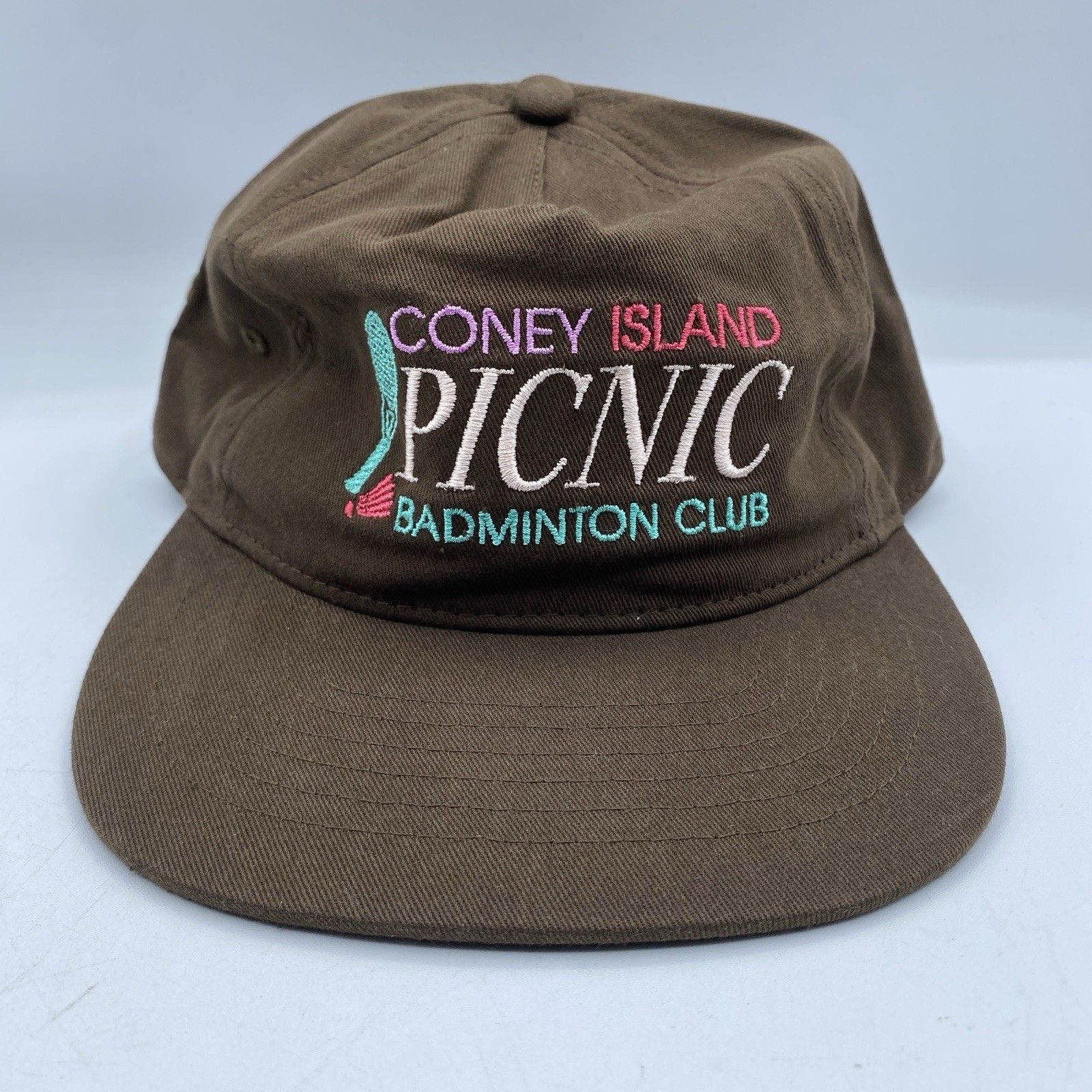 Coney Island Picnic Hatbadminton Club Cotton Brown Snapback Baseball Cap Nwot